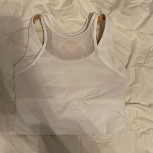 White Longline high neck sports bra